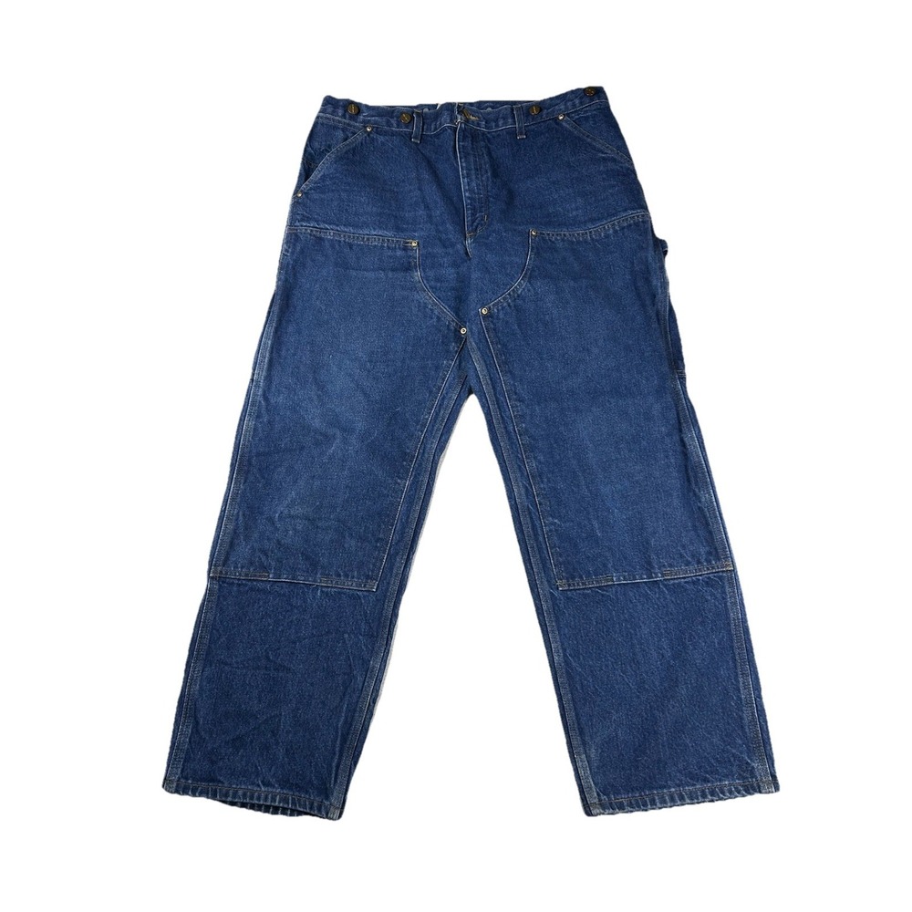 Vintage Carhartt Double Knee Jeans 40x30 Blue Denim Faded B07-DNM Made In USA